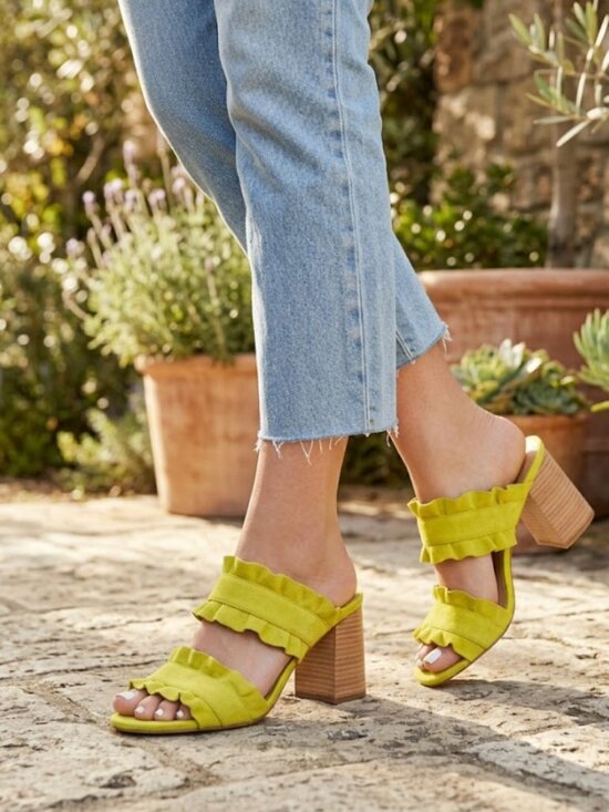Free People Shoes - FREE PEOPLE Rosie Ruffle Block Heels Sandals Womens 7 Summer Euro Chic Boho